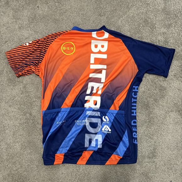 Voler Cycling Jersey Adult 2XL XXL Orange Blue 1/2 Zip Short Sleeve US Made Poly - Picture 3 of 5